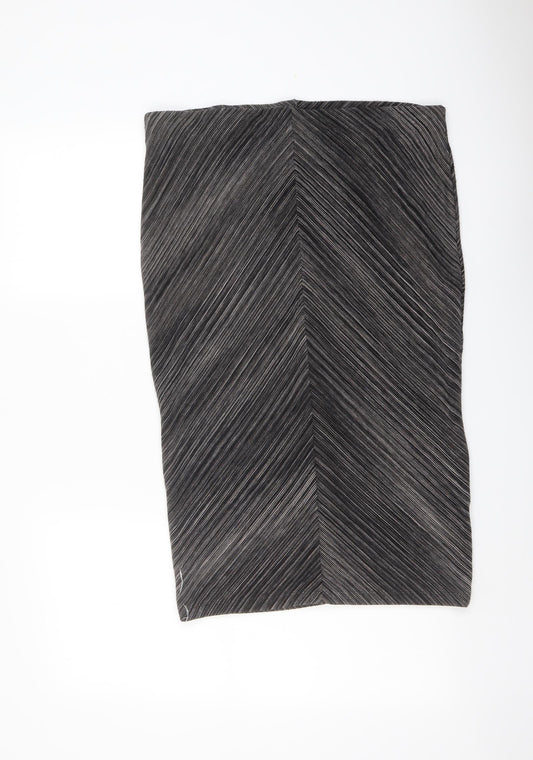 Marks and Spencer Womens Black Geometric Viscose Straight & Pencil Skirt Size 14