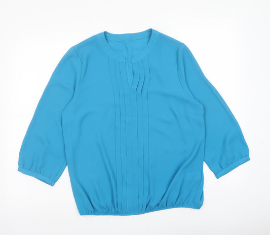 Debenhams Womens Blue Polyester Basic Blouse Size 14 V-Neck