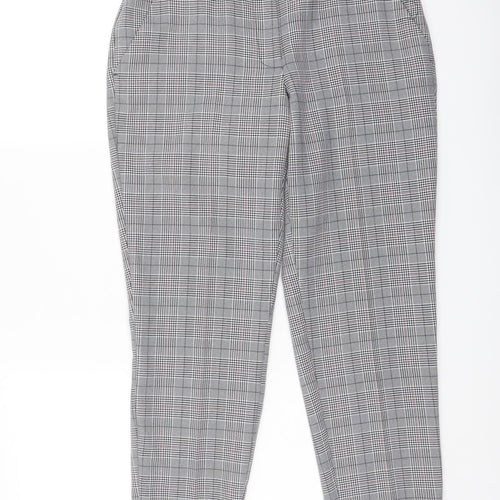 Dorothy Perkins Womens Grey Plaid Polyester Carrot Trousers Size 6 L24 in Regular Button