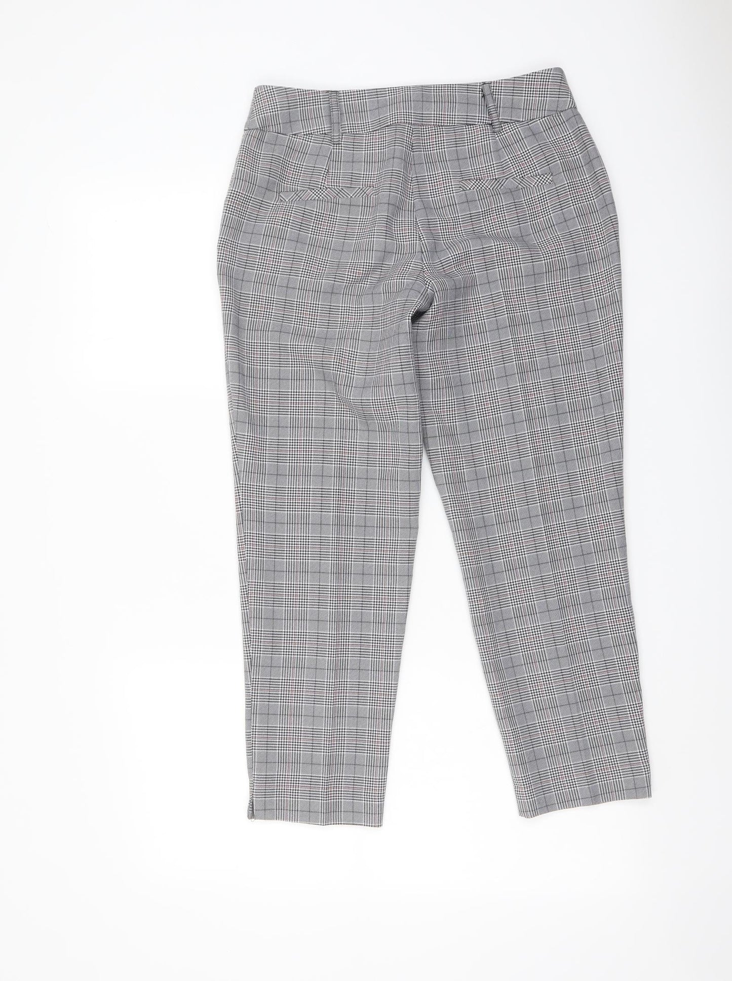 Dorothy Perkins Womens Grey Plaid Polyester Carrot Trousers Size 6 L24 in Regular Button