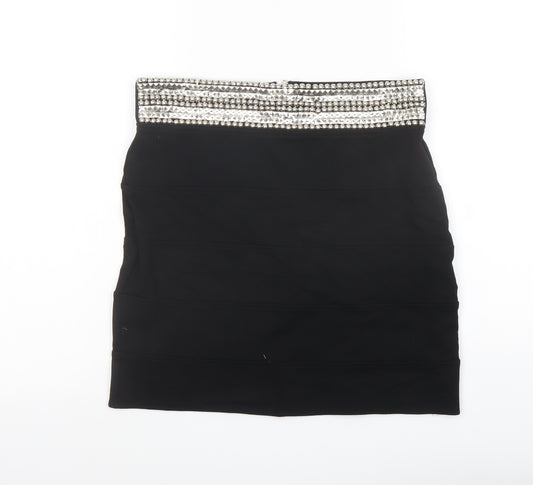 Savida Womens Black Viscose Bandage Skirt Size 10 Zip