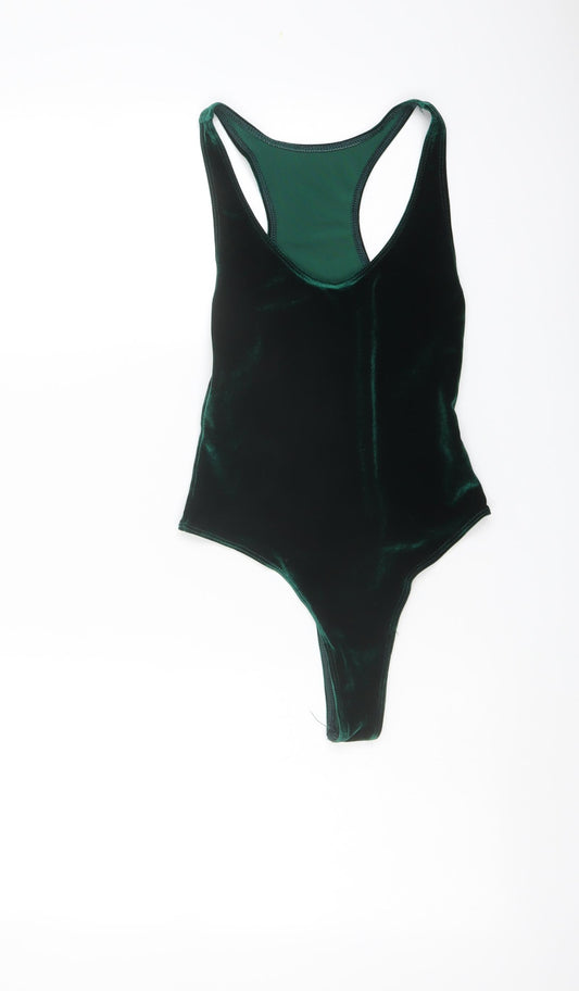American Apparel Womens Green Polyester Bodysuit One-Piece Size XS Pullover