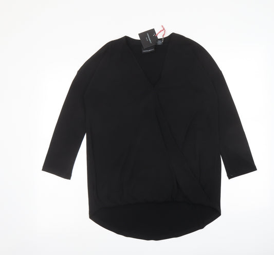 Cynthia Rowley Womens Black Polyester Basic Blouse Size S V-Neck