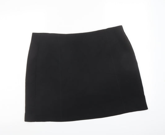 Marks and Spencer Womens Black Polyester A-Line Skirt Size 16 Zip