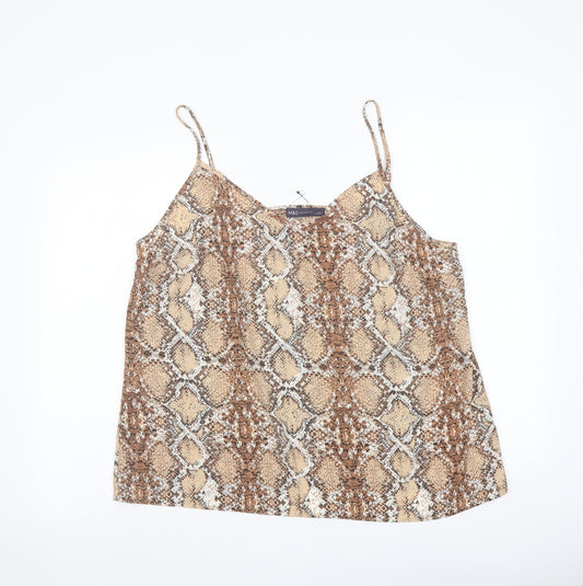 Marks and Spencer Womens Beige Animal Print Polyester Camisole Tank Size 18 V-Neck - Snake Print