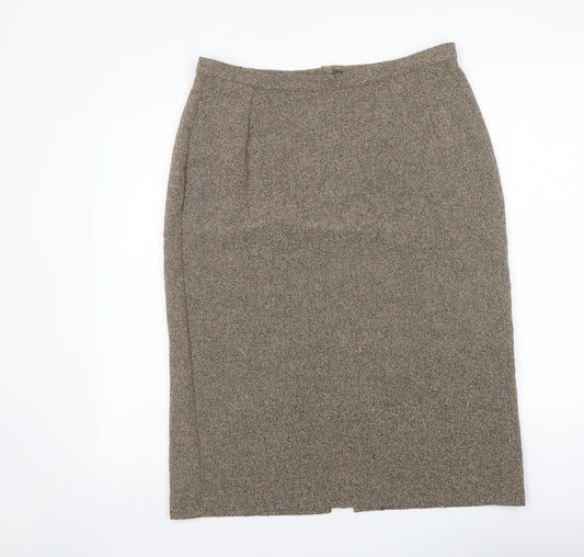 Marks and Spencer Womens Brown Wool Straight & Pencil Skirt Size 16 Zip