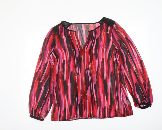 Per Una Womens Multicoloured Geometric Polyester Basic Blouse Size 12 V-Neck