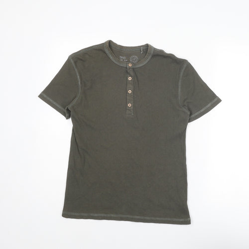 BHS Mens Green Cotton T-Shirt Size S Round Neck