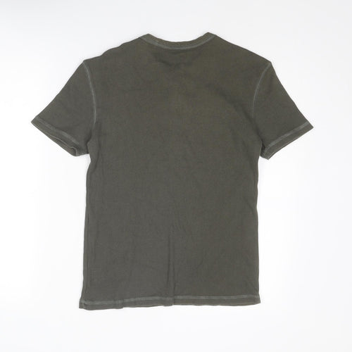 BHS Mens Green Cotton T-Shirt Size S Round Neck