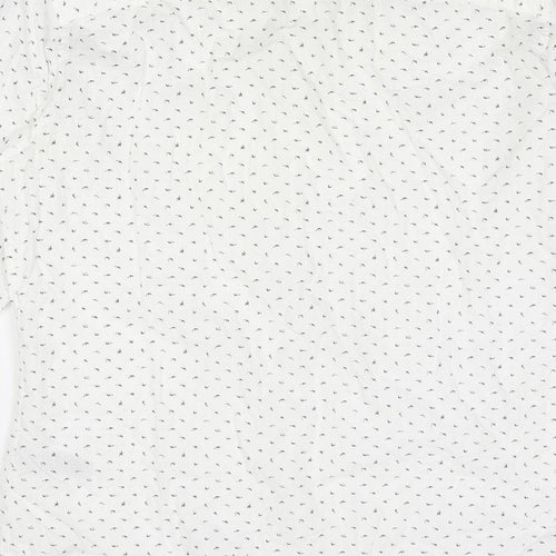 Selected Homme Mens White Geometric Cotton Button-Up Size XL Collared Button
