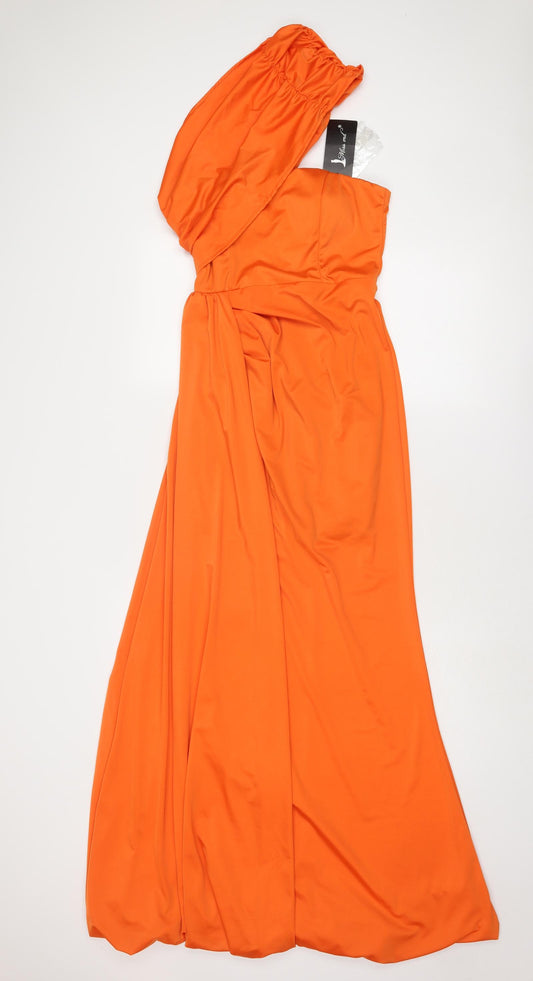 Missord Womens Orange Polyester A-Line Size S One Shoulder Zip - Cold Shoulder