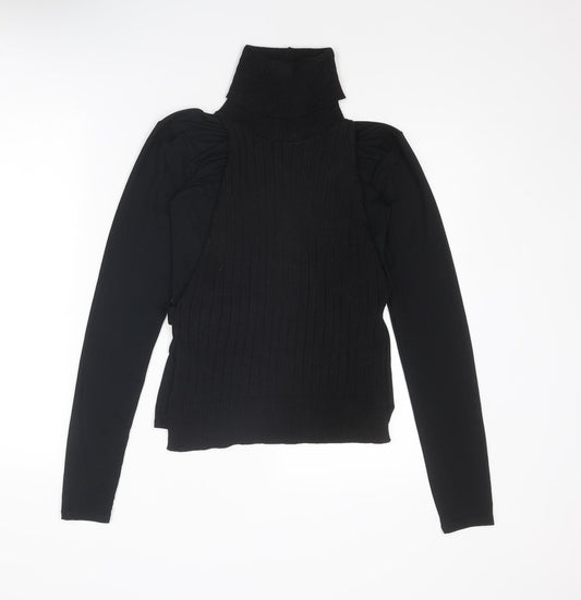 Zara Womens Black Roll Neck Polyester Pullover Jumper Size M