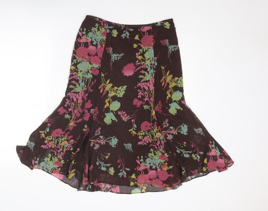 Jones Wear Womens Multicoloured Floral Polyester Swing Skirt Size 8 Zip