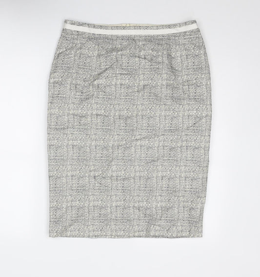 Boden Womens Gold Geometric Cotton Straight & Pencil Skirt Size 14 Zip