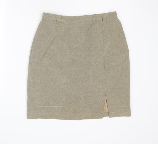 Lady H Womens Beige Geometric Viscose Straight & Pencil Skirt Size 14 Zip