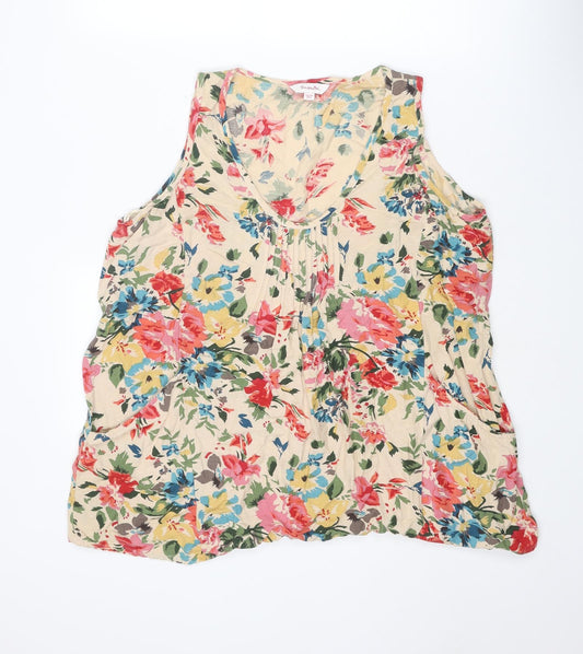 Simply Be Womens Multicoloured Floral Viscose Basic Tank Size 18 Scoop Neck