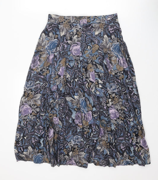 Your Sixth Sense Womens Multicoloured Floral Viscose Swing Skirt Size 14 Zip