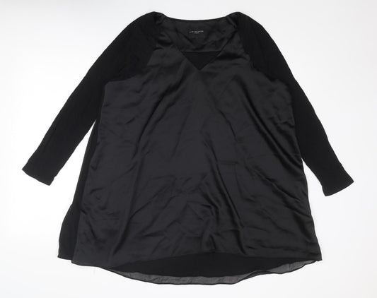 Live Unlimited Womens Black Polyester Basic Blouse Size 18 V-Neck