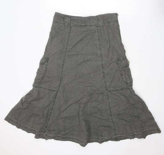 Lakeland Womens Grey Linen Cargo Skirt Size 12 Zip