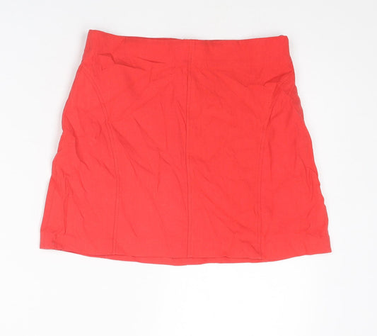 Zara Womens Red Viscose Mini Skirt Size S Zip