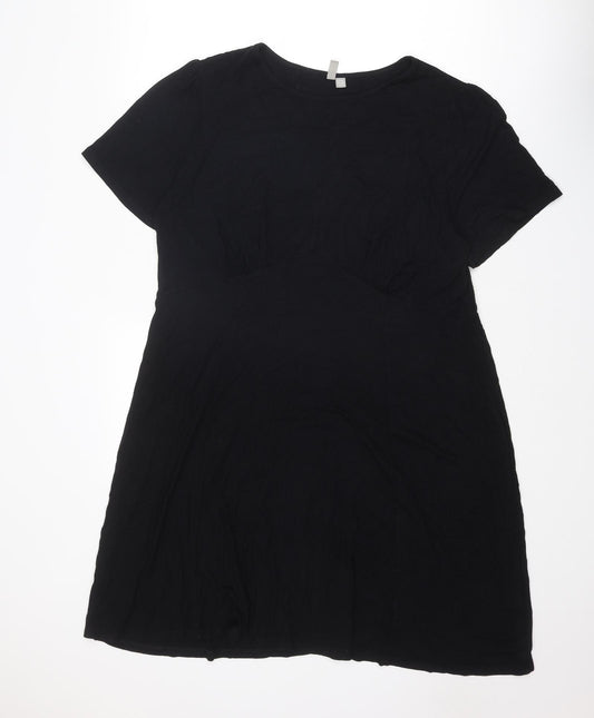 ASOS Womens Black Viscose T-Shirt Dress Size 22 Round Neck Pullover
