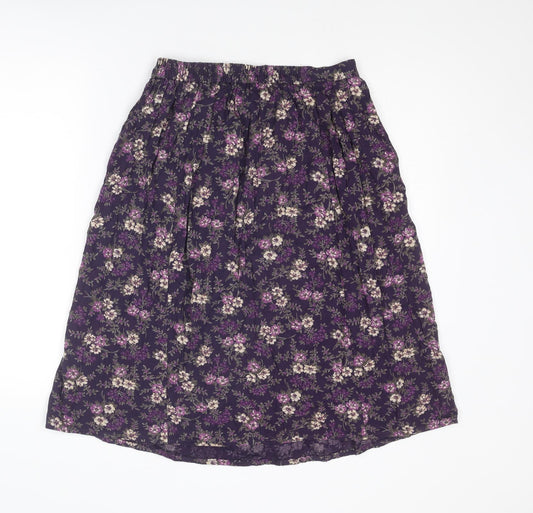 Berkertex Womens Purple Floral Viscose A-Line Skirt Size 14