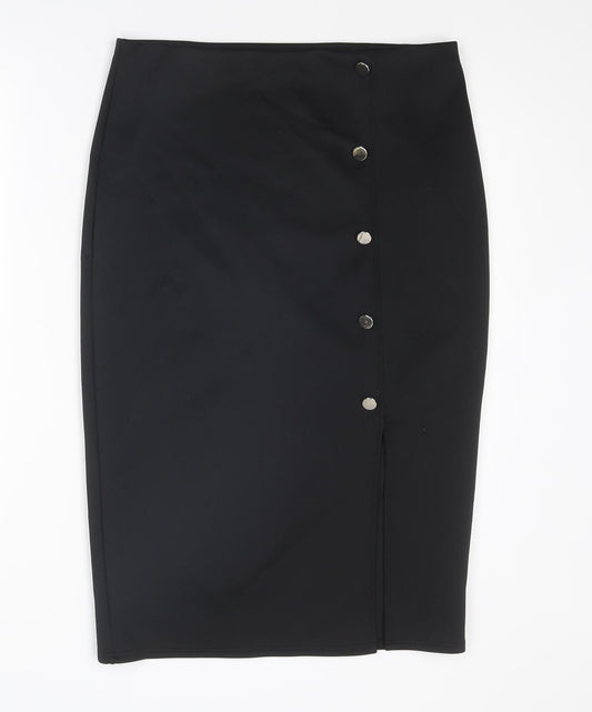 Dorothy Perkins Womens Black Polyester Straight & Pencil Skirt Size 14