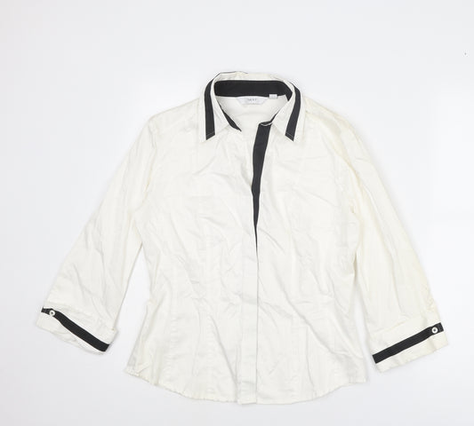 NEXT Womens Ivory Cotton Basic Button-Up Size 14 Collared