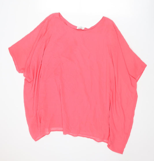 Yours Womens Pink Polyester Basic Blouse Size 14 Round Neck