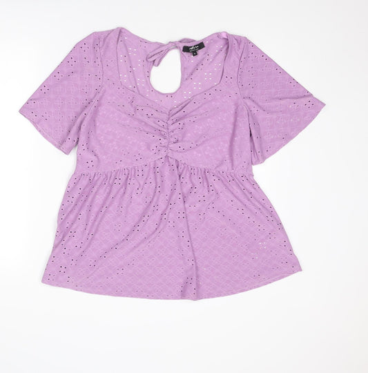 Simply Be Womens Purple Polyester Basic Blouse Size 16 V-Neck - Broderie Anglaise