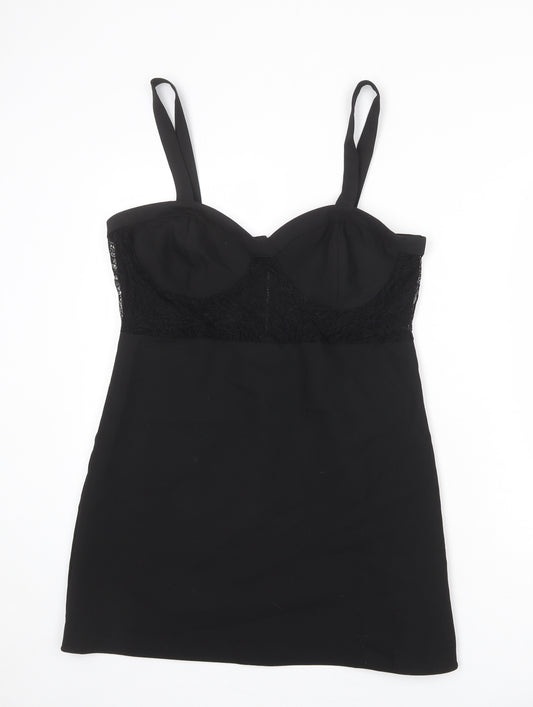 H&M Womens Black Polyester Mini Size 16 Sweetheart Zip