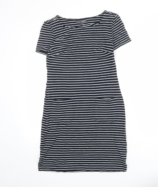 Per Una Womens Blue Striped Viscose T-Shirt Dress Size 8 Round Neck Pullover