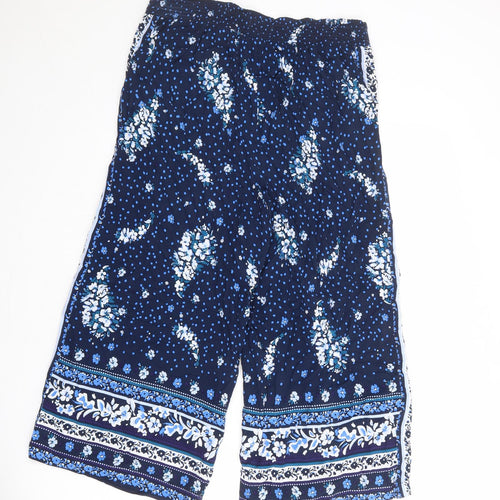 Monsoon Womens Blue Paisley Viscose Trousers Size M L21 in Regular