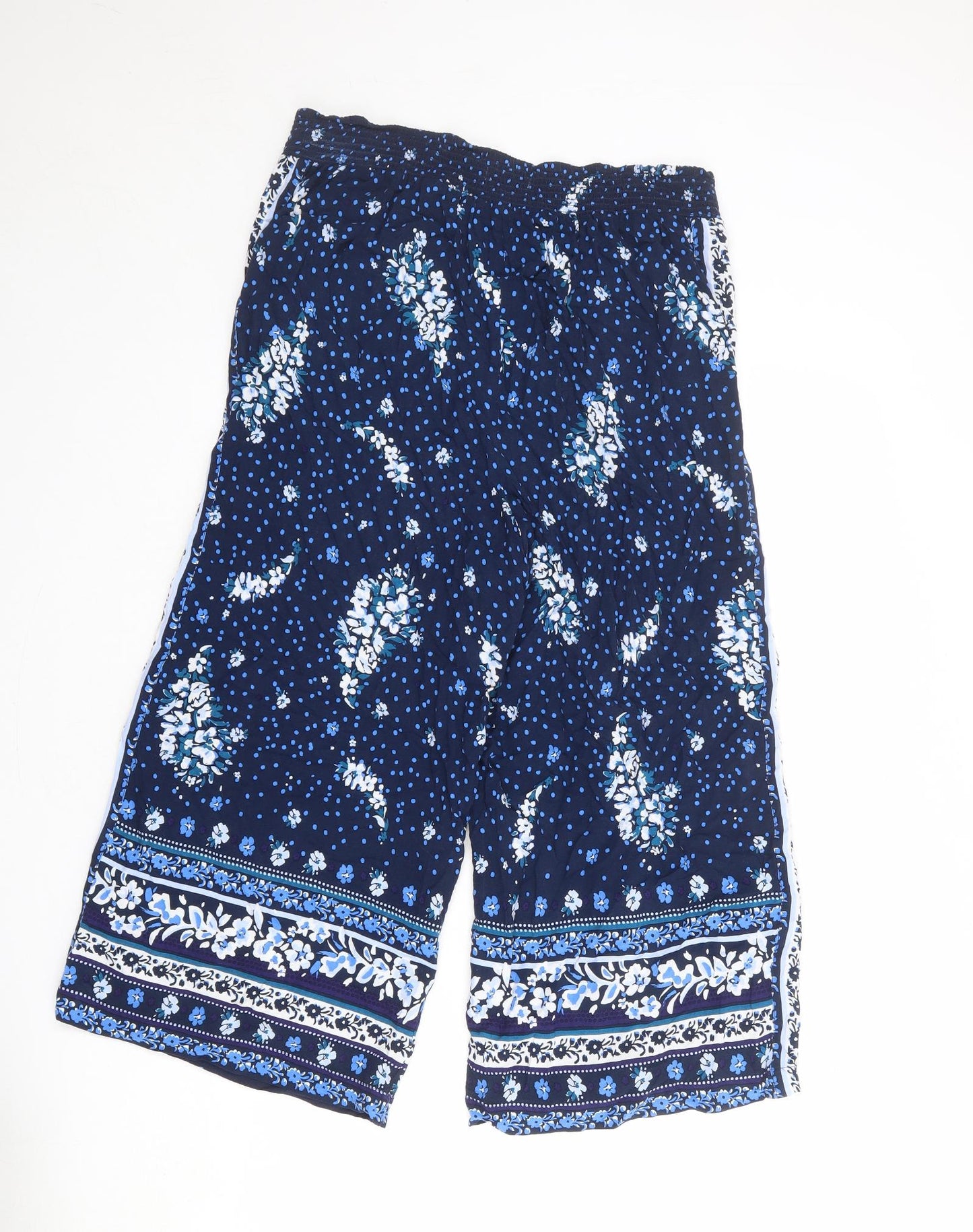 Monsoon Womens Blue Paisley Viscose Trousers Size M L21 in Regular