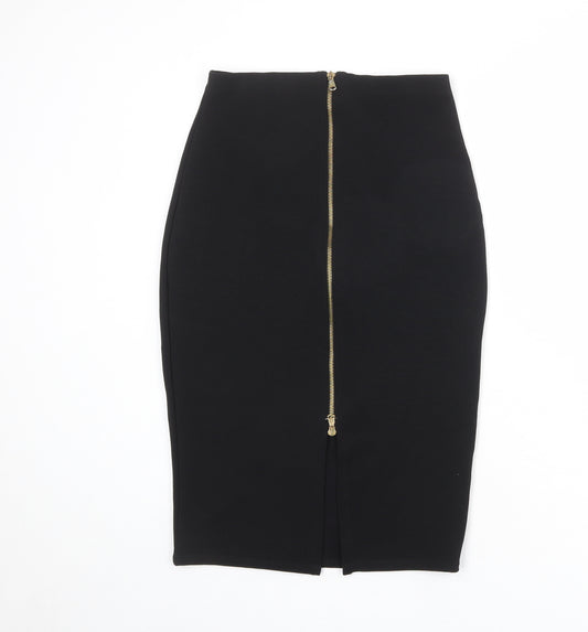 River Island Womens Black Polyester Straight & Pencil Skirt Size 10 Zip