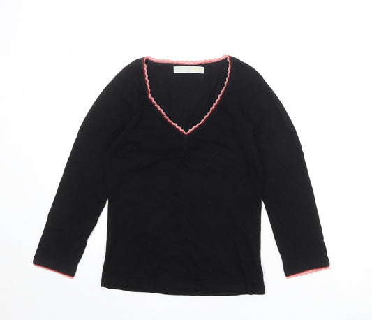 Kaliko Womens Black Viscose Basic T-Shirt Size 8 V-Neck