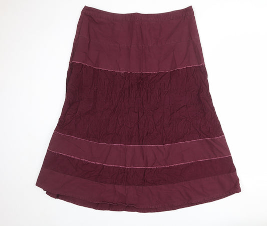 Cotton Traders Womens Purple Cotton A-Line Skirt Size 22 Zip - Colourblock