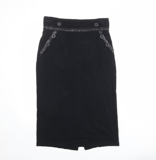 Per Una Womens Black Viscose Straight & Pencil Skirt Size 10 Zip