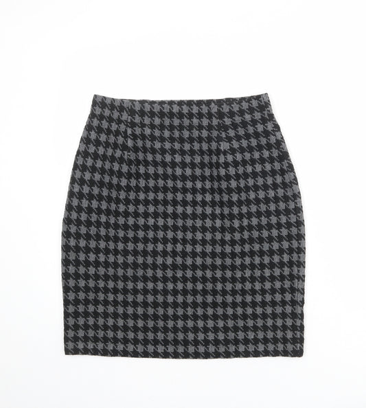 St Michael Womens Black Geometric Acrylic Straight & Pencil Skirt Size 16 - Houndstooth pattern