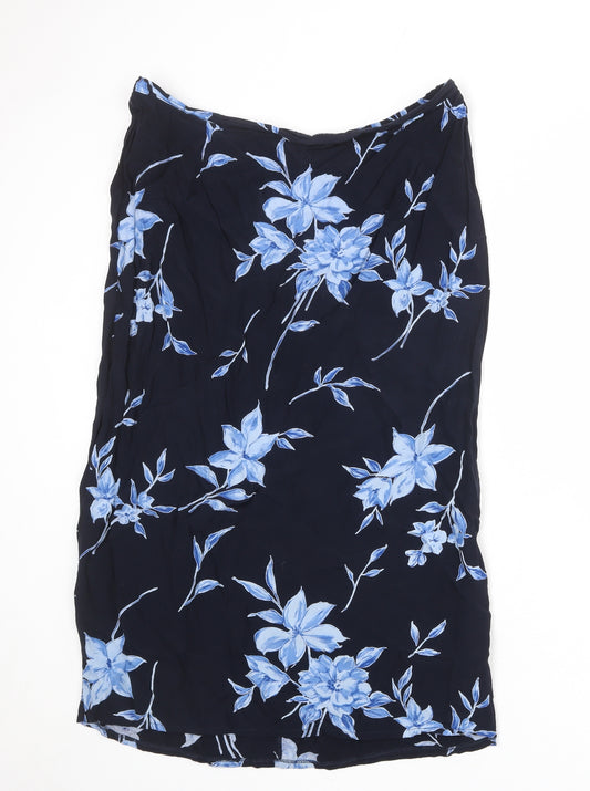 Fashion Extra Womens Blue Floral Viscose A-Line Skirt Size 22