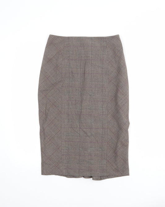 NEXT Womens Brown Plaid Polyester Straight & Pencil Skirt Size 6 Zip