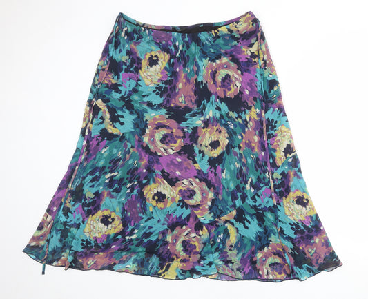 Marks and Spencer Womens Multicoloured Floral Polyester Swing Skirt Size 20