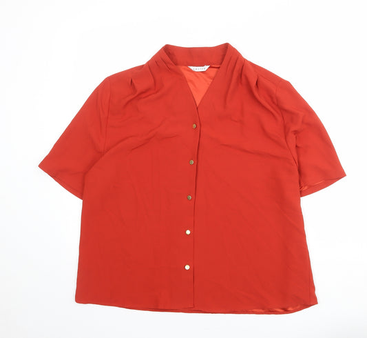 Eastex Womens Red Polyester Basic Button-Up Size 18 V-Neck