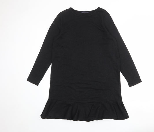 Marks and Spencer Womens Black Polyester A-Line Size 12 Round Neck Pullover