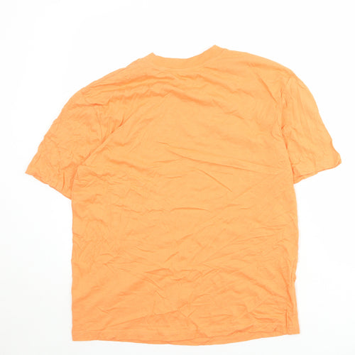Max URB_N Mens Orange Cotton T-Shirt Size M Round Neck