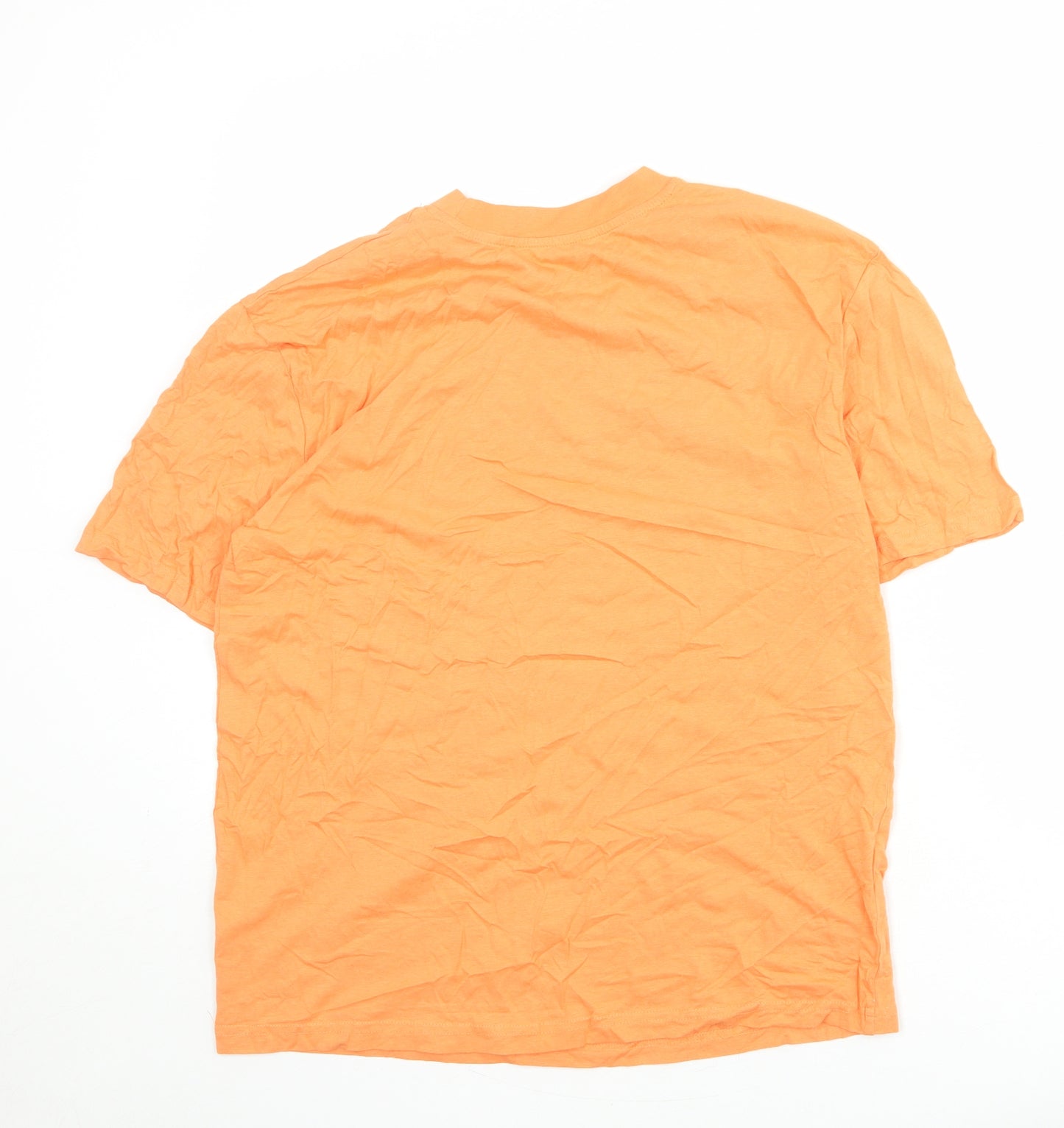 Max URB_N Mens Orange Cotton T-Shirt Size M Round Neck