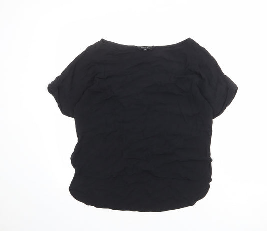 Tara Jarmon Womens Black Silk Basic Blouse Size 12 Round Neck