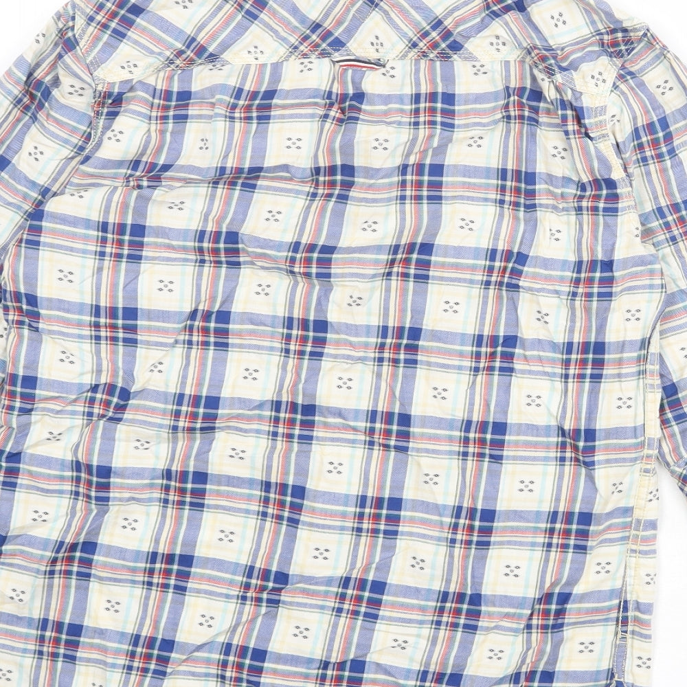 Tommy Hilfiger Mens Multicoloured Plaid Cotton Button-Up Size M Collared Button