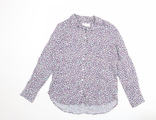 Lefties Womens Multicoloured Floral Polyester Basic Button-Up Size XS Collared