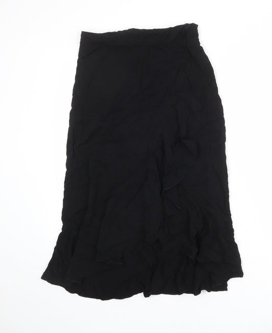 New Look Womens Black Viscose Swing Skirt Size 10 Zip